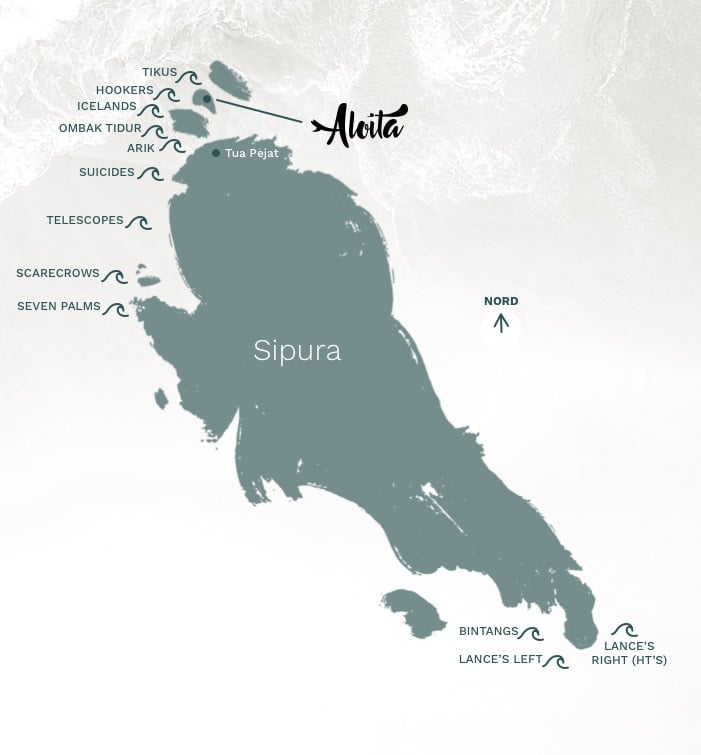 Mentawai Surf Map - Aloita Resort - Mentawai Islands Surf Map